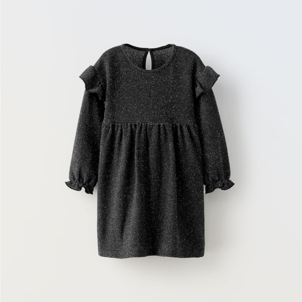 NWT Zara 9-12m long sleeve shiny dress with ruffles